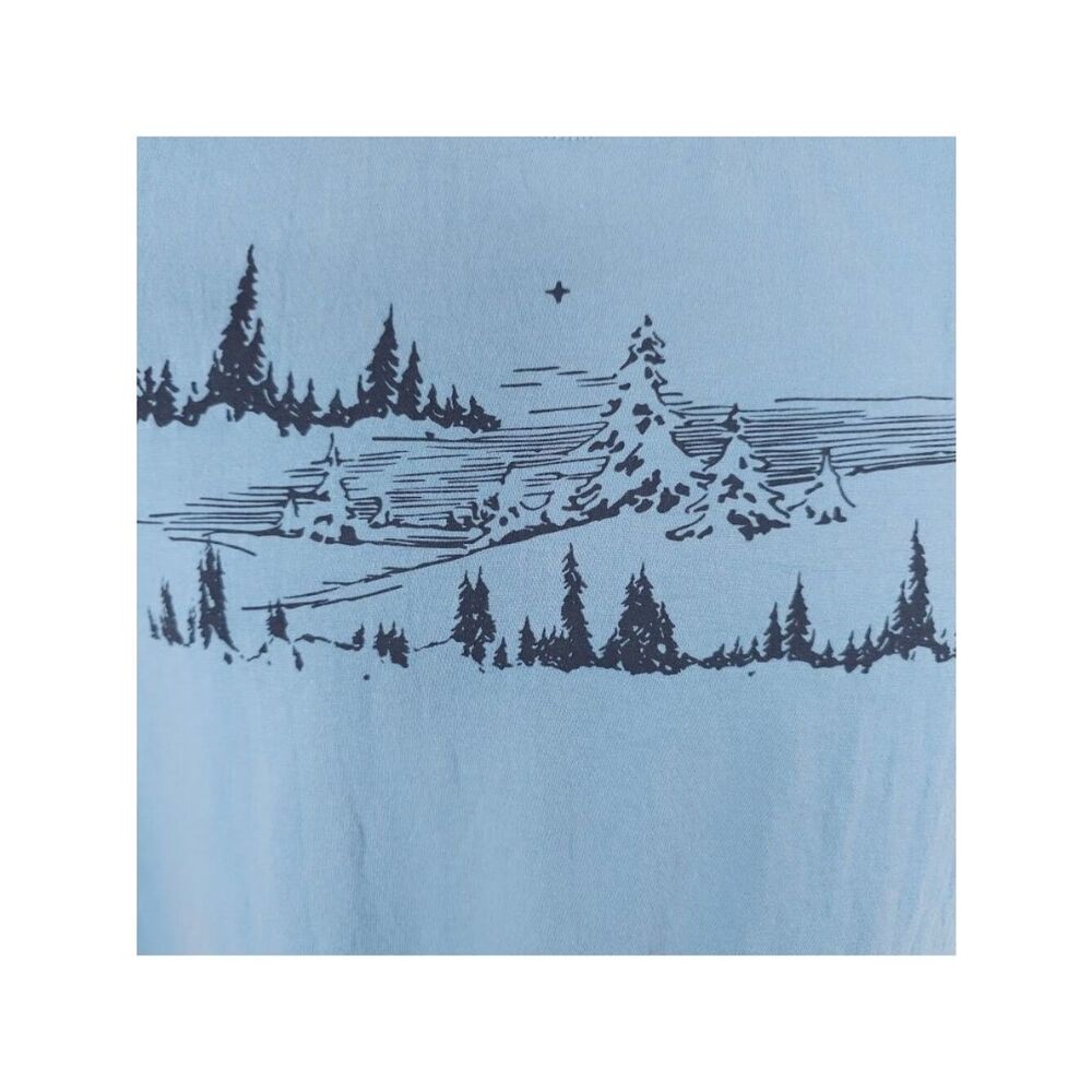 Snowy Mountain T Shirt Mens Size Medium Blue Outdoors Nature Tee - Picture 3 of 6